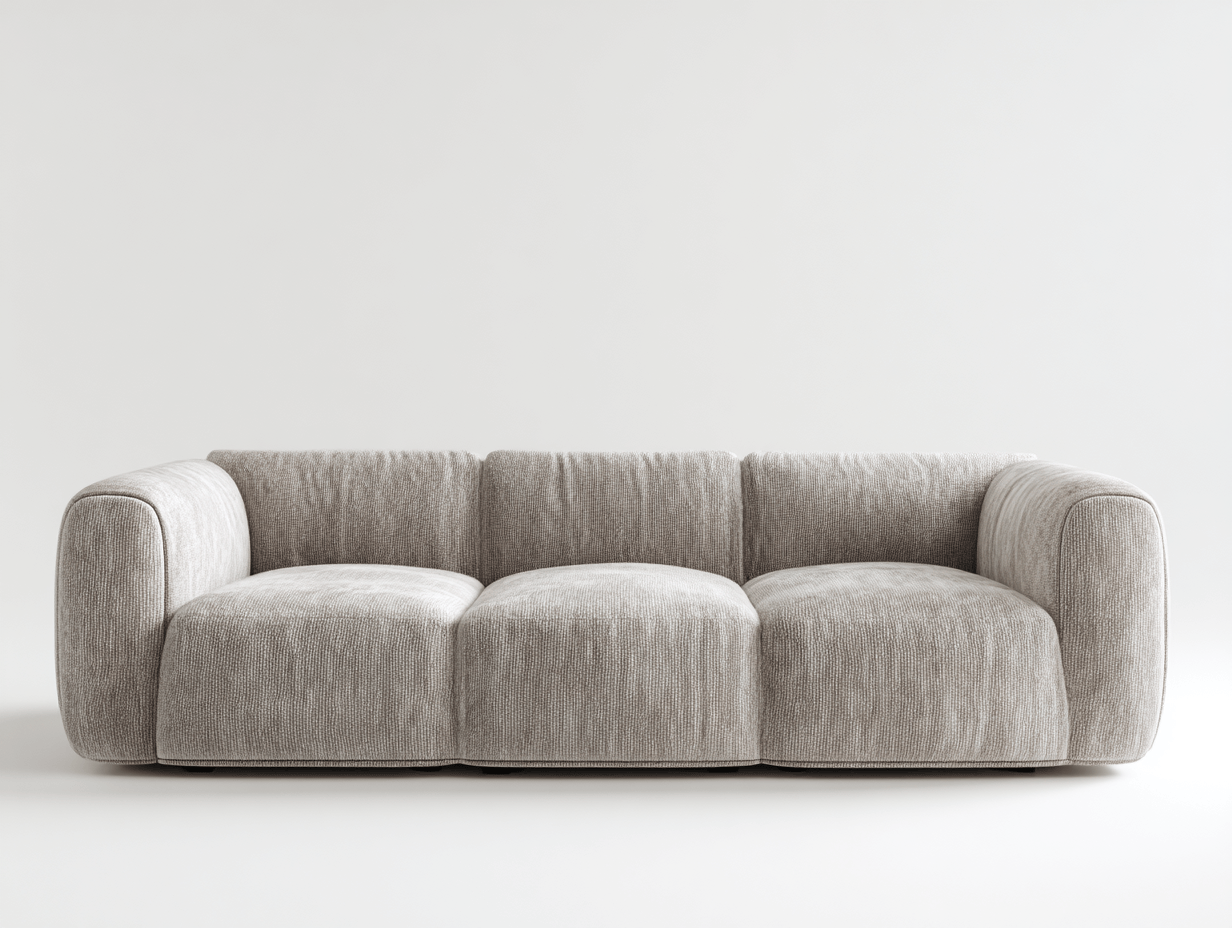 Canapé en tissu 220×100×80 cm – gris taupe – style contemporain bas et arrondi-Shelterano