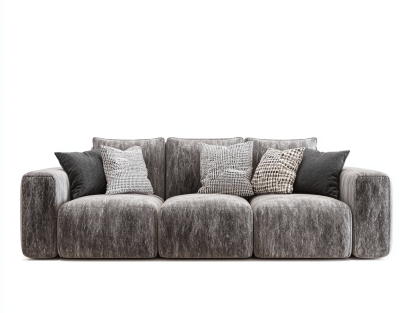 Canapé en tissu 230×102×90 cm – gris – style moderne avec coussins décoratifs-Shelterano