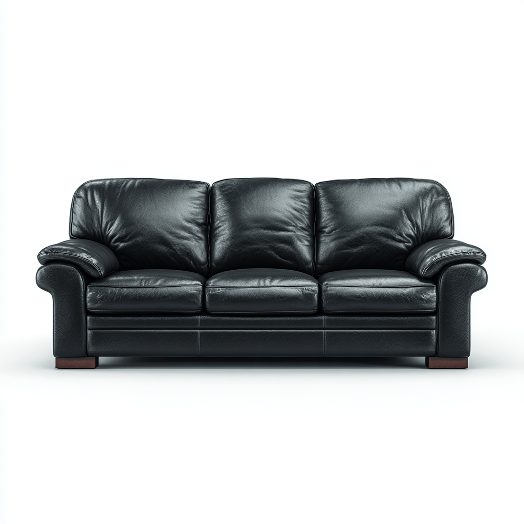 Canapé simili cuir noir 3 places 220×97×93 cm – assise profonde – style classique élégant-Shelterano