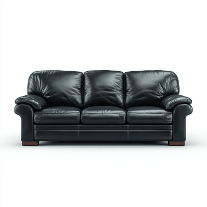 Canapé simili cuir noir 3 places 220×97×93 cm – assise profonde – style classique élégant-Shelterano