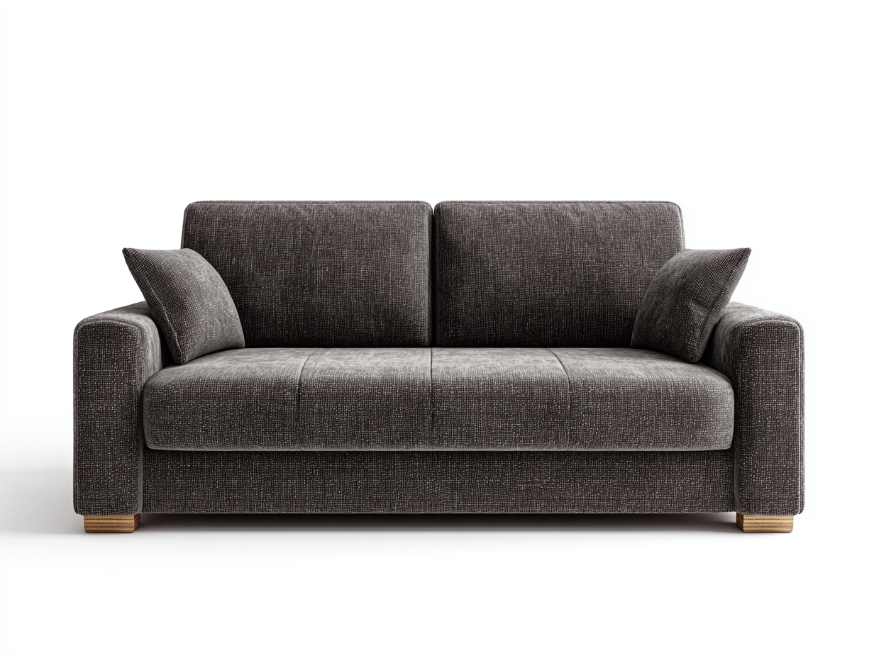 Canapé convertible tissu 185×95 cm – gris foncé – design moderne avec coussins latéraux-Shelterano