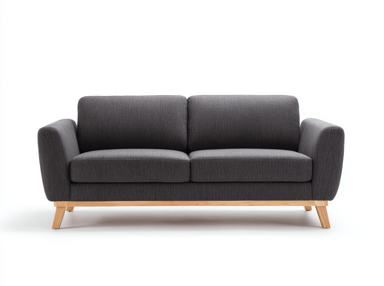 Canapé tissu – gris foncé – pieds bois clair – design scandinave-Shelterano