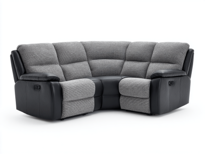 Canapé d’angle tissu et simili cuir 255×195 cm – gris/noir – avec fonction relax-Shelterano