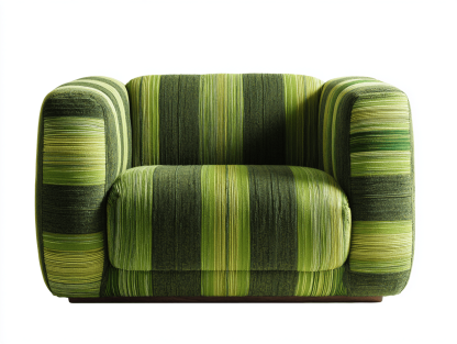 Fauteuil moderne en tissu vert foncé 95×90×82 cm – rayures multicolores – design contemporain-Shelterano