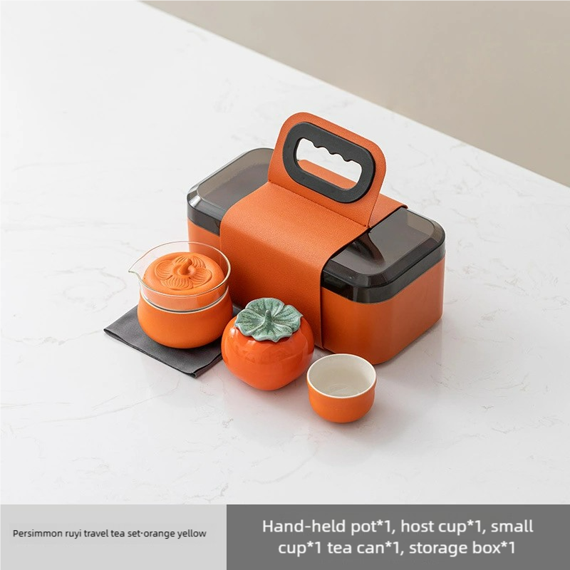 Persimmon ruyi travel tea set·orange yellow-Tea time Whisper