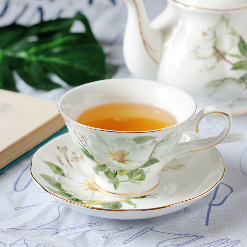 European-Style Bone China Coffee Cup Set-Tea time Whisper