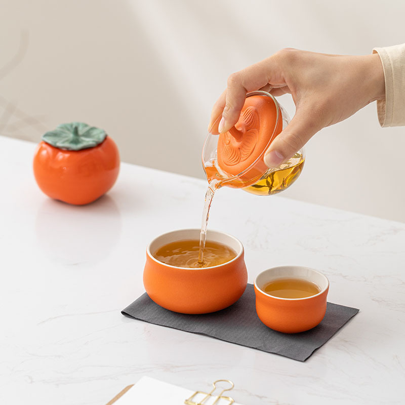 Persimmon ruyi travel tea set·orange yellow