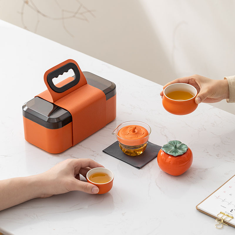 Persimmon ruyi travel tea set·orange yellow