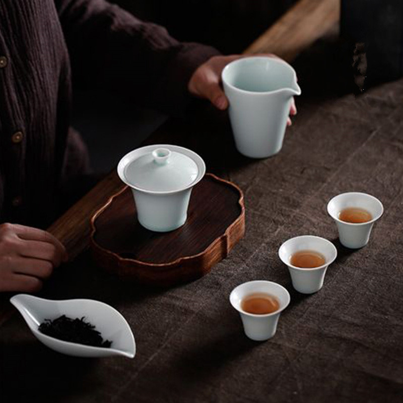 手工陶瓷茶荷小清新茶则纯色赏茶勺特色茶铲六子君茶道配件