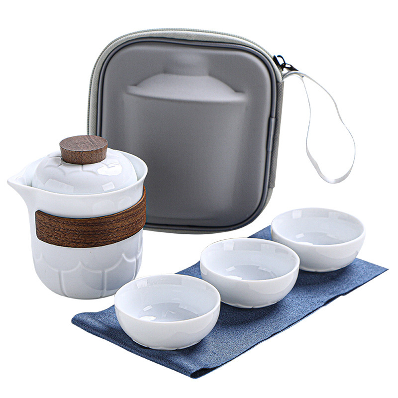 Travel tea set one pot and three cups portable bag-Tea time Whisper