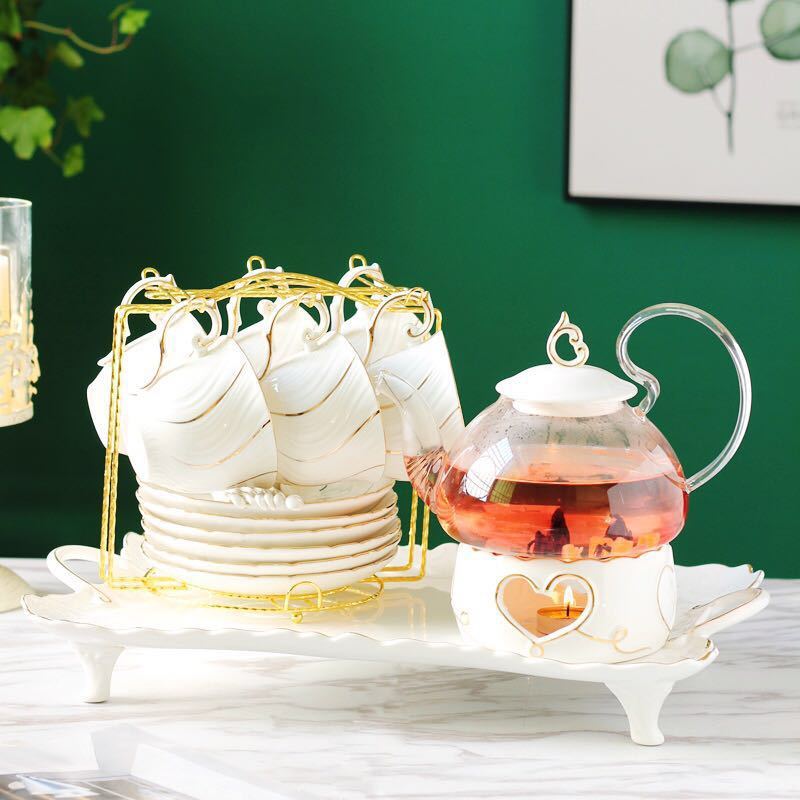 Heat-Resistant Glass Teapot Set for Flower Tea Brewing-Tea time Whisper