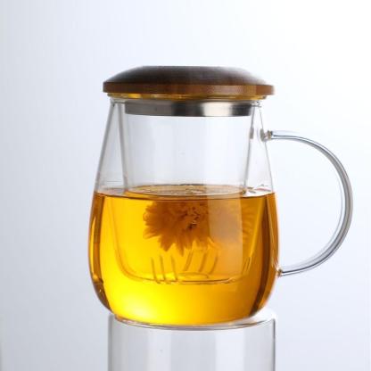 Thickened Heat-Resistant Transparent Glass Teacup with Built-in Tea Strainer-Tea time Whisper