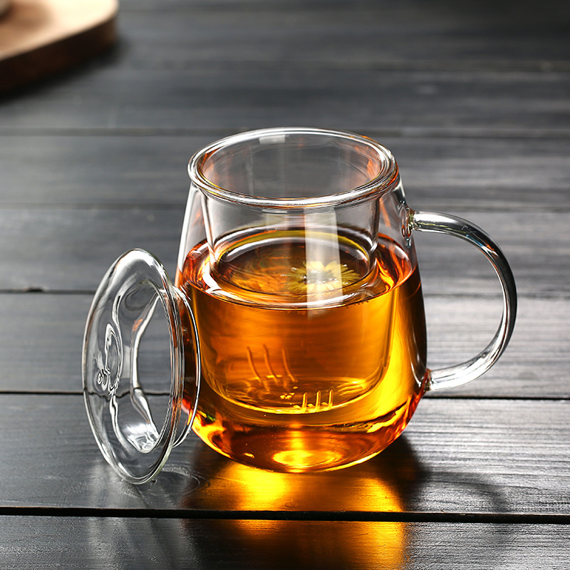 Thickened Heat-Resistant Transparent Glass Teacup with Built-in Tea Strainer-Tea time Whisper