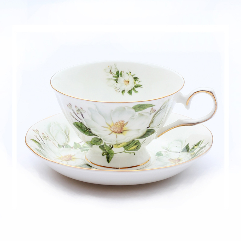 European-Style Bone China Coffee Cup Set-Tea time Whisper