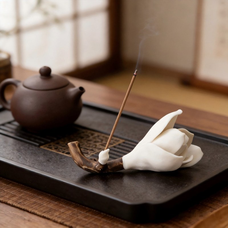 Zen Handmade Ceramic Bloom Incense Stand
