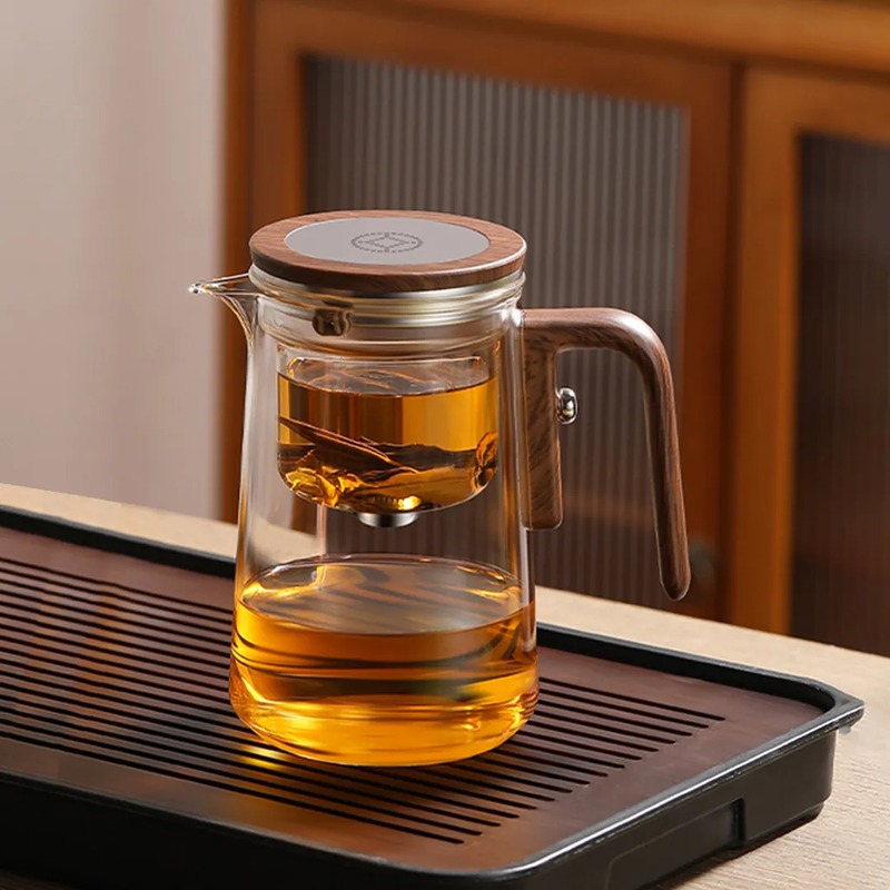 Zen Wood Grain Glass Tea Infuser Pitcher
