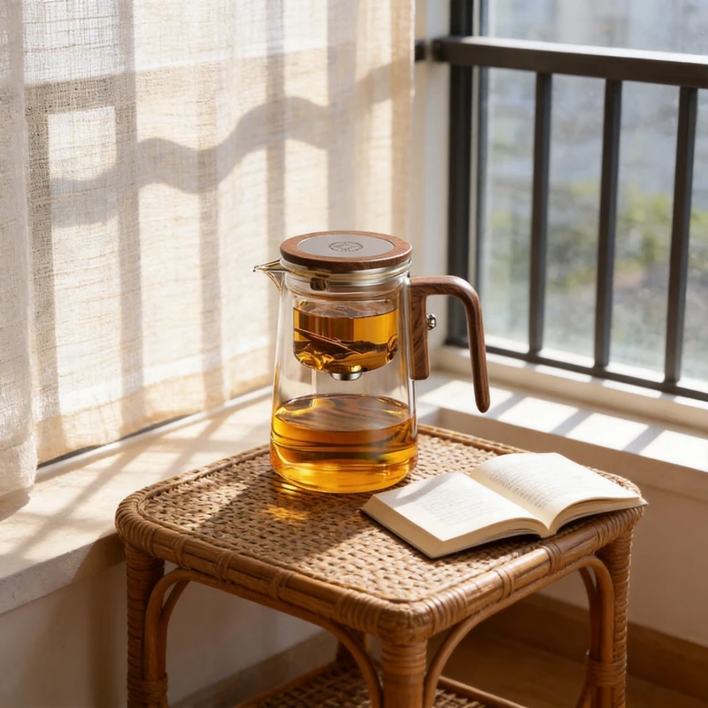 japanese-zen-glass-tea-infuser-on-wooden-table-with-loose-tea-and-ceramic-cup