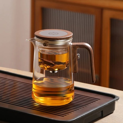 Zen Wood Grain Glass Tea Infuser Pitcher