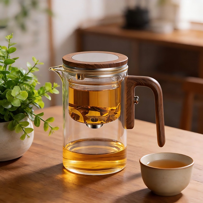 Zen Wood Grain Glass Tea Infuser Pitcher