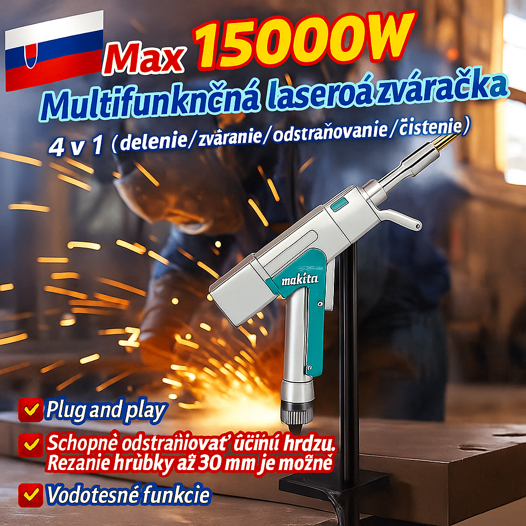 😏Laserová zváracia pištoľ Makita 15000W 4v1 (zváranie + čistenie + rezanie + odstraňovanie hrdze)