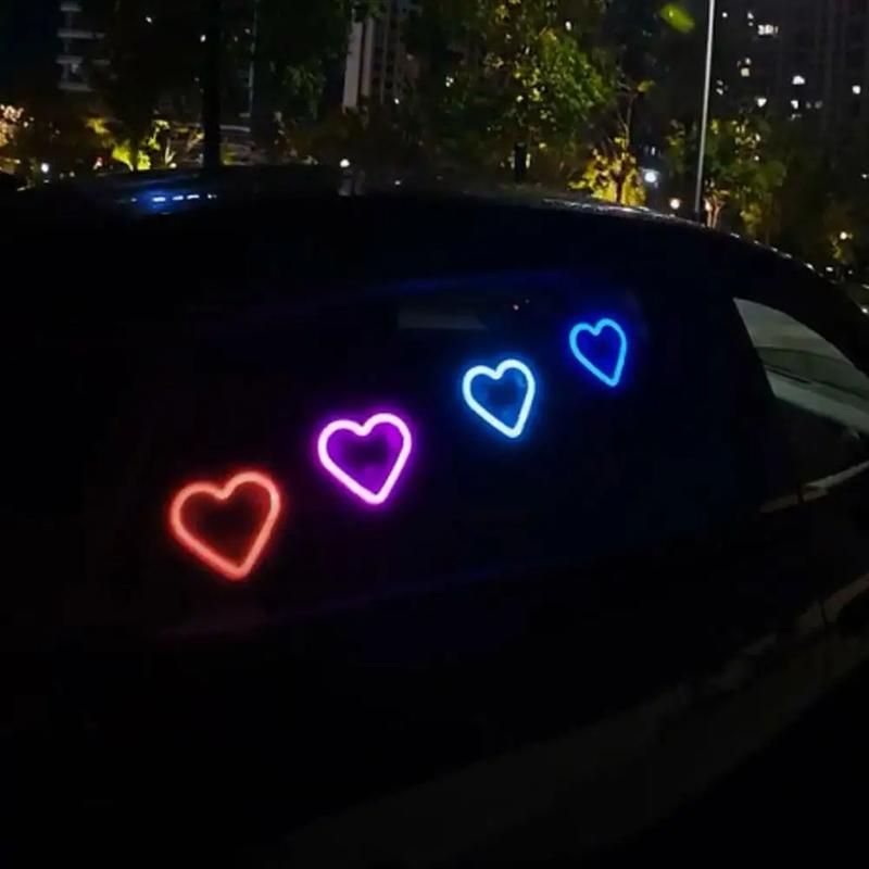 Solar Powered Wireless LED Heart Shape C-Pillar Neon Light
