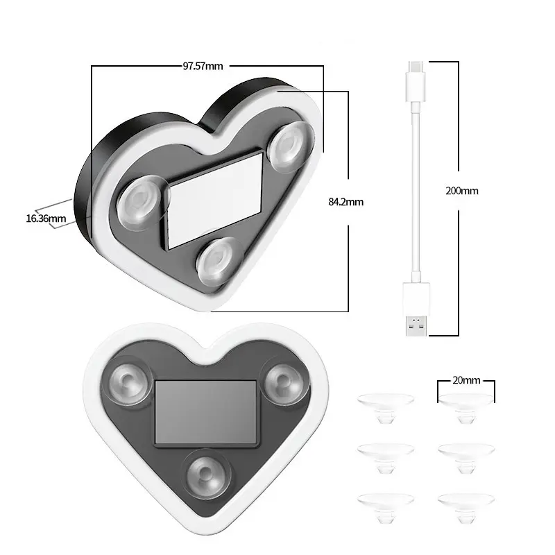 Solar Powered Wireless LED Heart Shape C-Pillar Neon Light