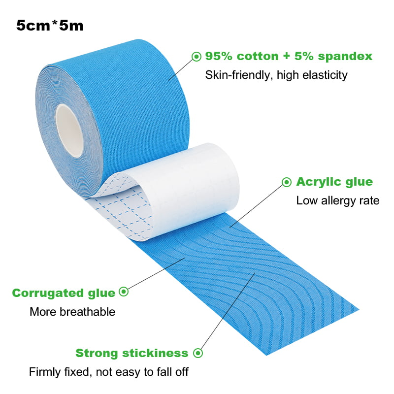 5cm blue uncut kinesiology tape roll featues