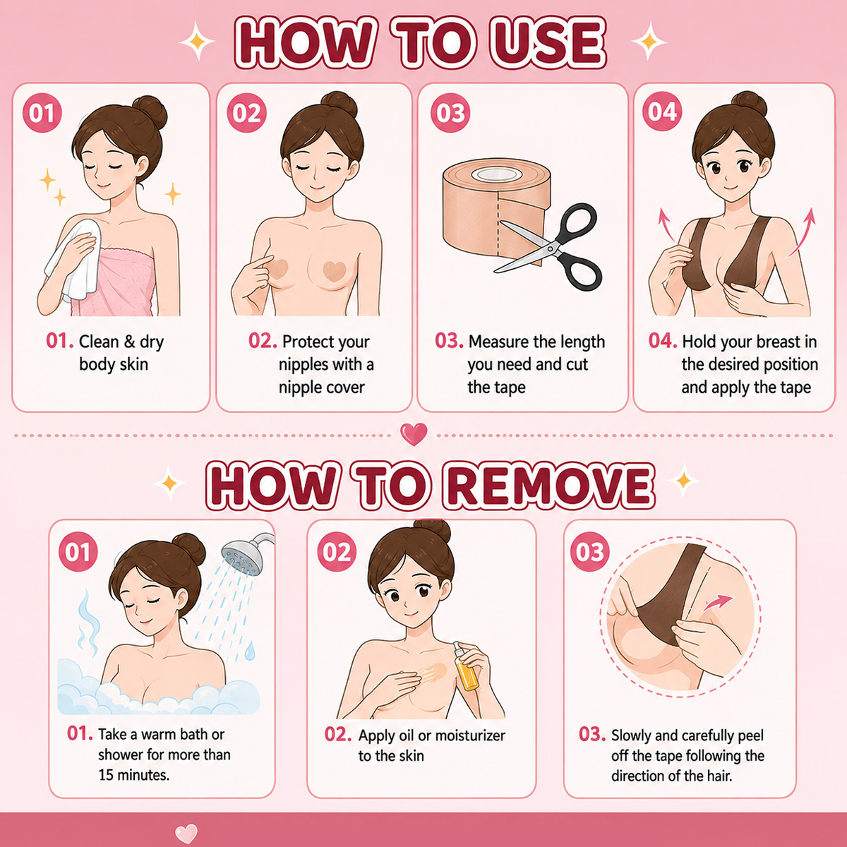 15cm boob tape Application Tips