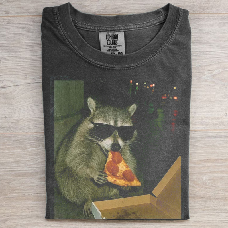 Funny Raccoon Eating Pizza T-shirt