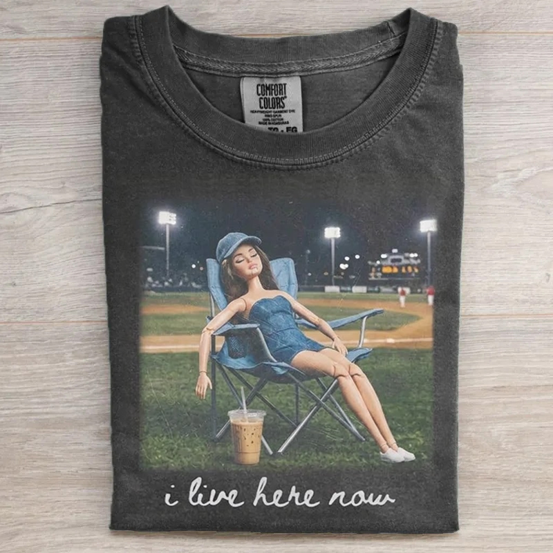 I Live Here Now Baseball Graphic T-Shirt