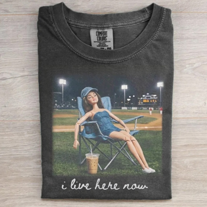 I Live Here Now Baseball Graphic T-Shirt