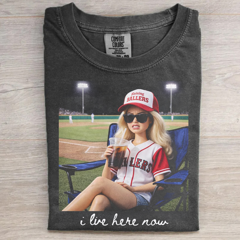  I Live Here Now Baseball Mom T-Shirt