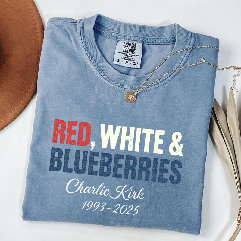 Red White & Blueberries Charlie Kirk T-shirt