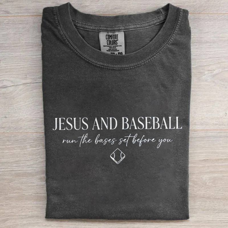 Jesus And Baseball Run The Bases Set Before You T-shirt