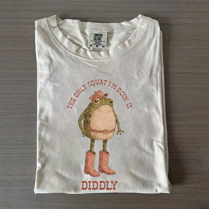 Comfort Colors The Only Squat I'm Doin' Is Diddly Funny Cowboy Frog T-shirt