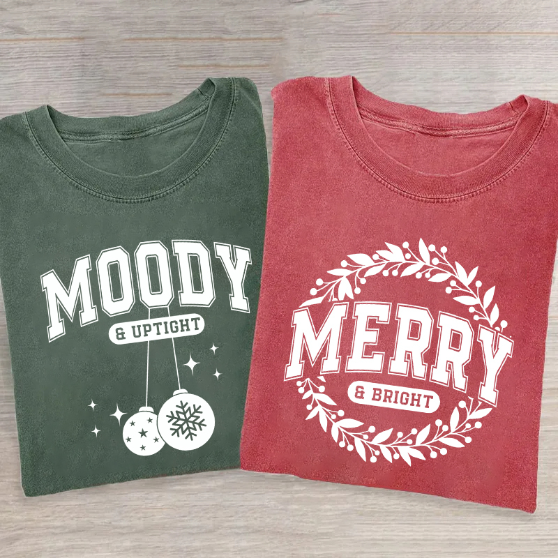 Moody & Bright Christmas Couple T-shirt