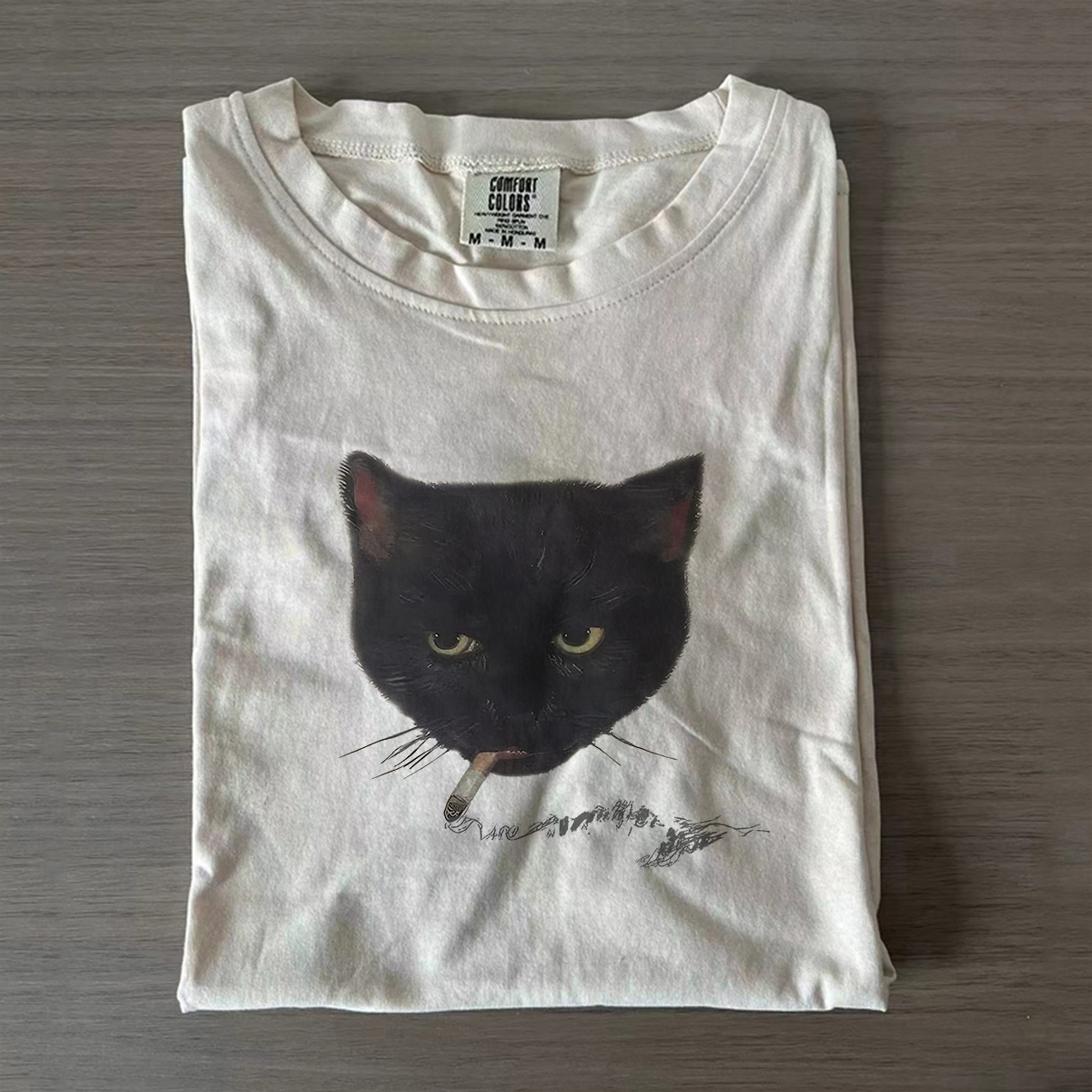 Black Cat Smoking T-shirt