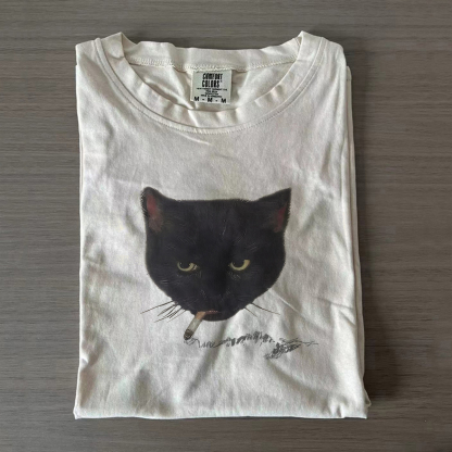 Black Cat Smoking T-shirt
