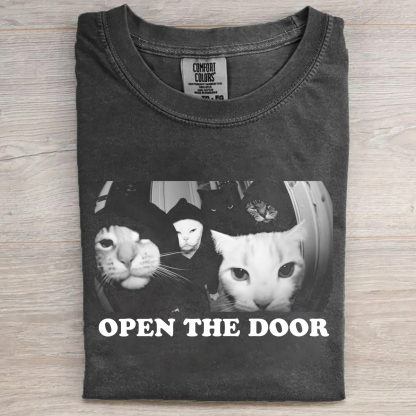 Open The Door Funny Cat Gang Meme T-shirt