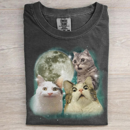 Three Cats Moon Meme T-shirt