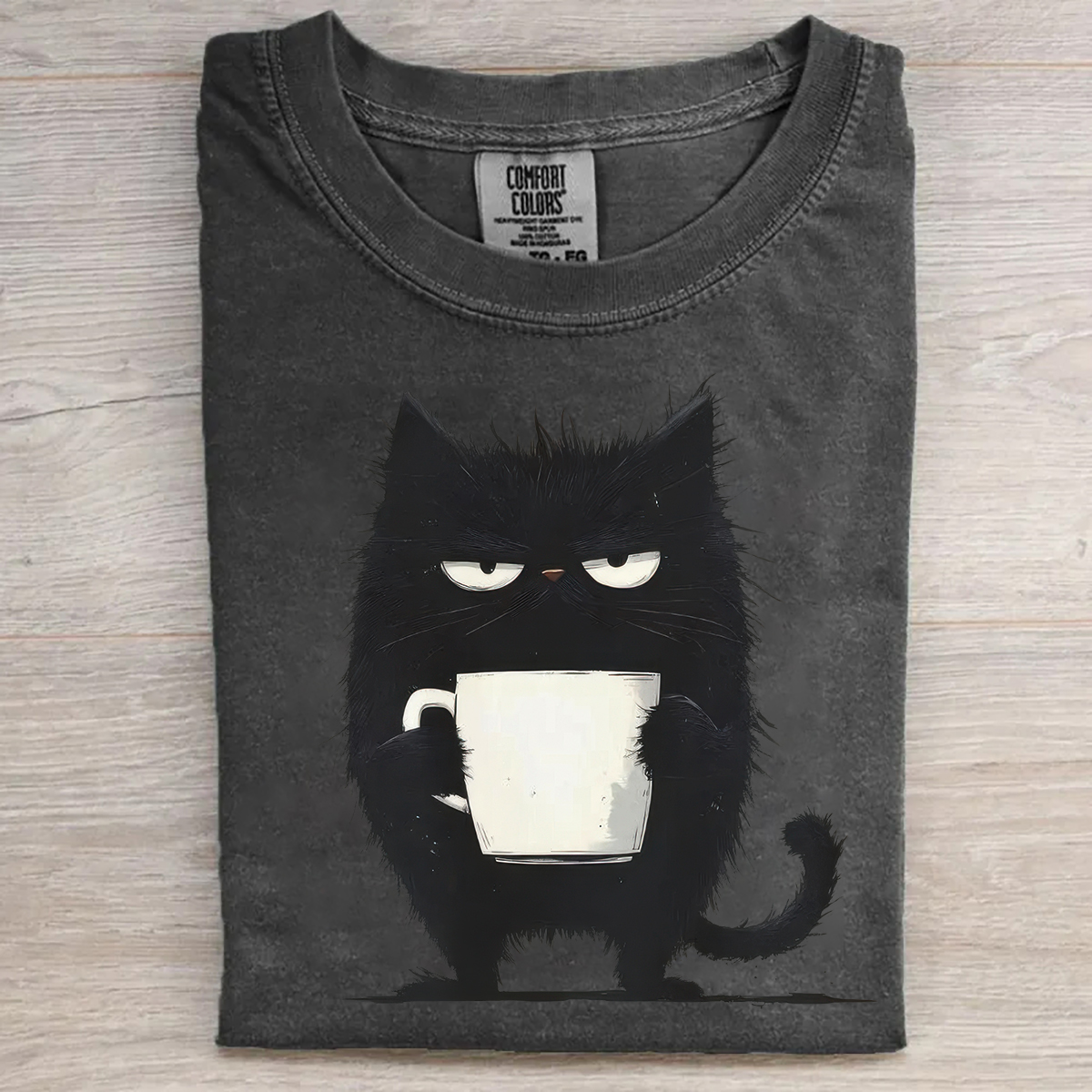 Funny Black Cat Coffee T-shirt