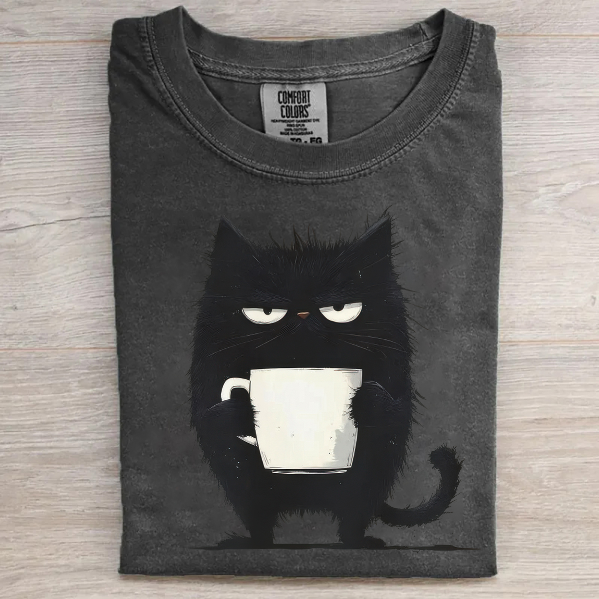 Funny Black Cat Coffee T-shirt