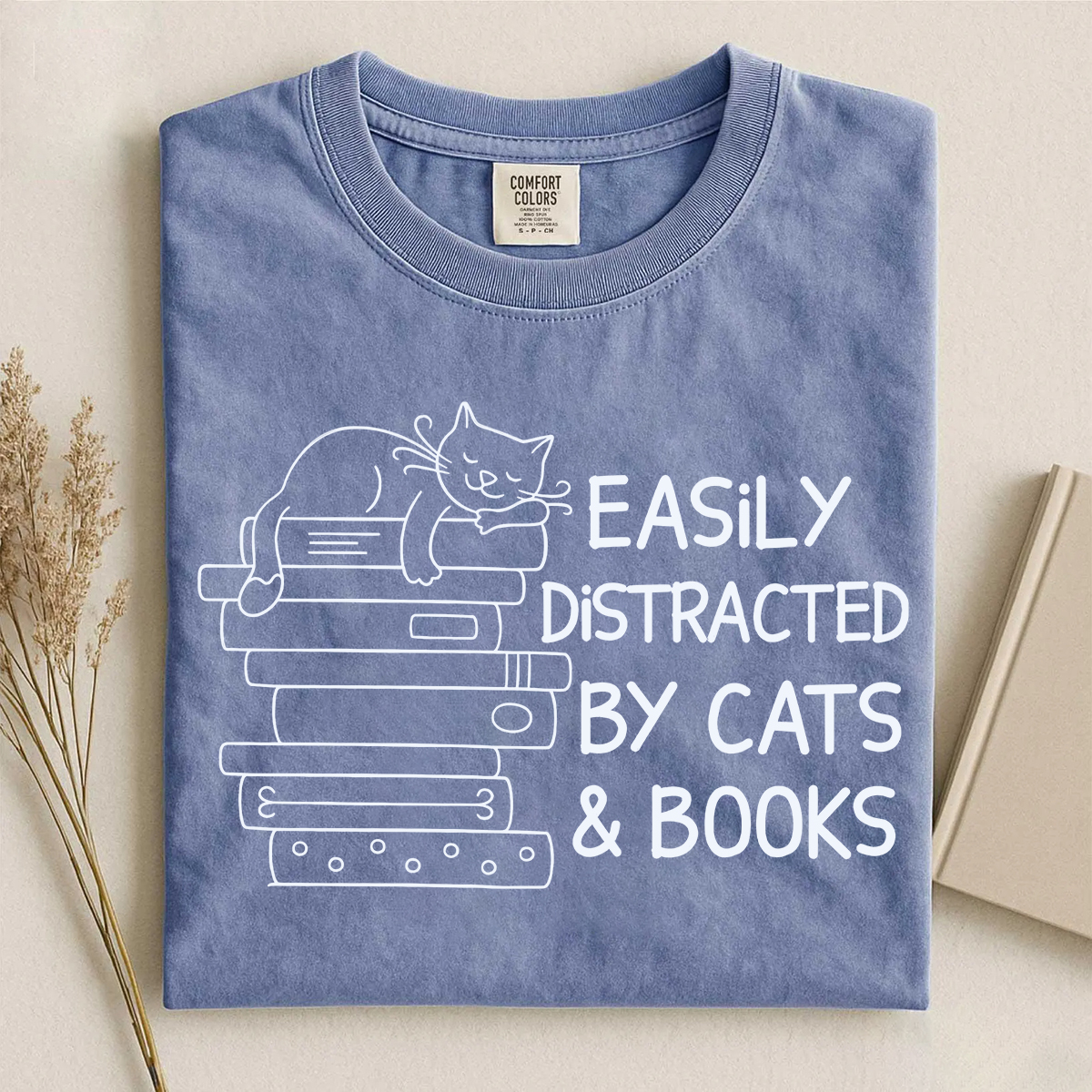 Easily Distracted By Cats And Books T-shirt
