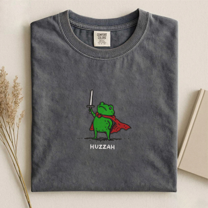 Huzzah Frog with Sword Embroidered T-shirt