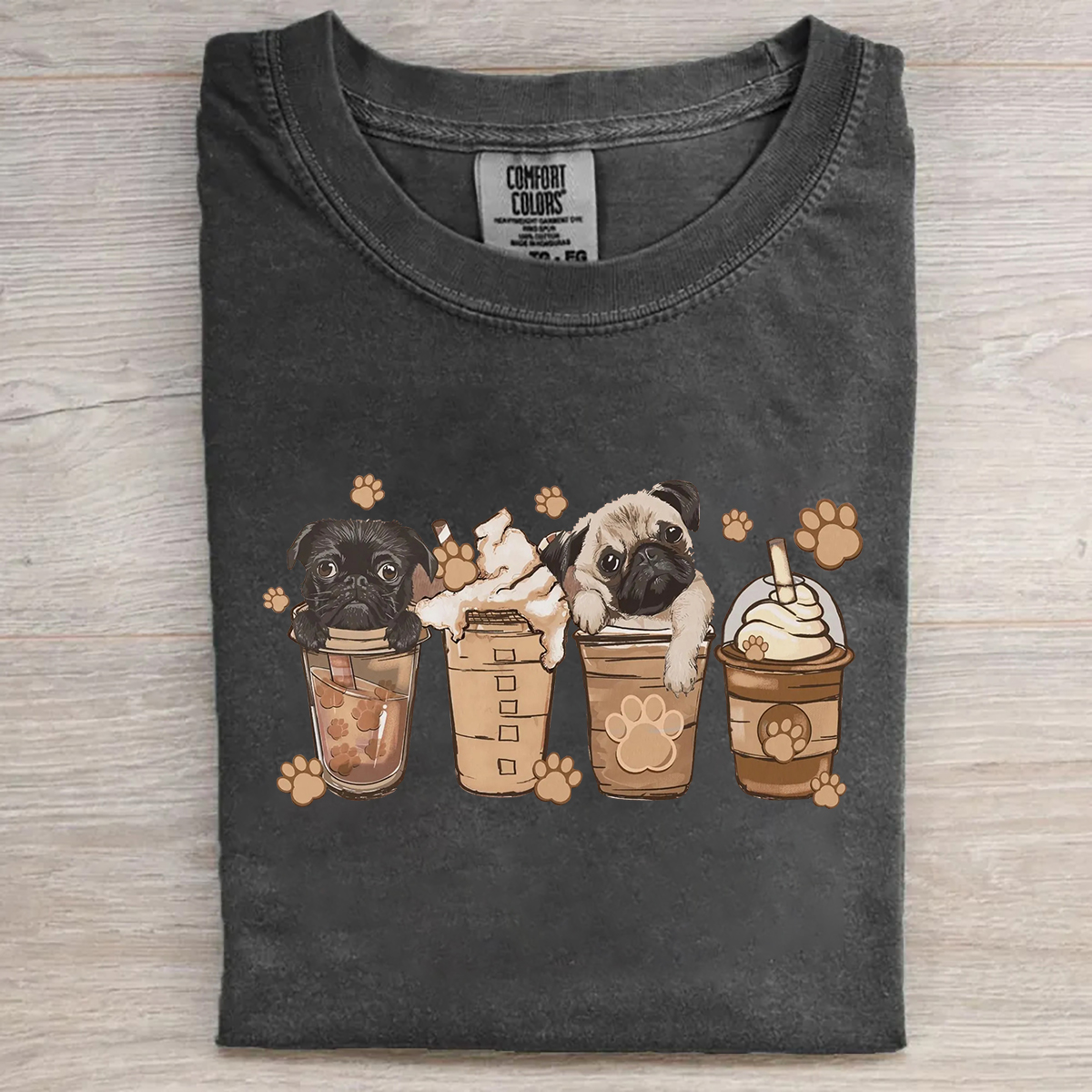 Cute Pug Coffee T-shirt
