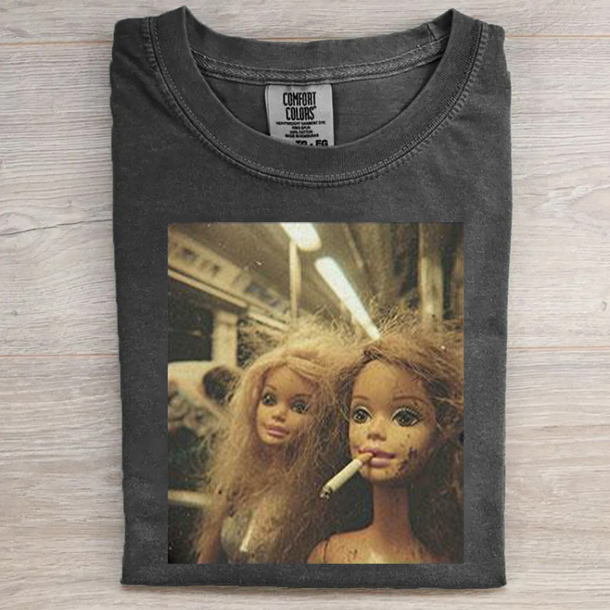 Funny Distressed Doll Smoking T-shirt