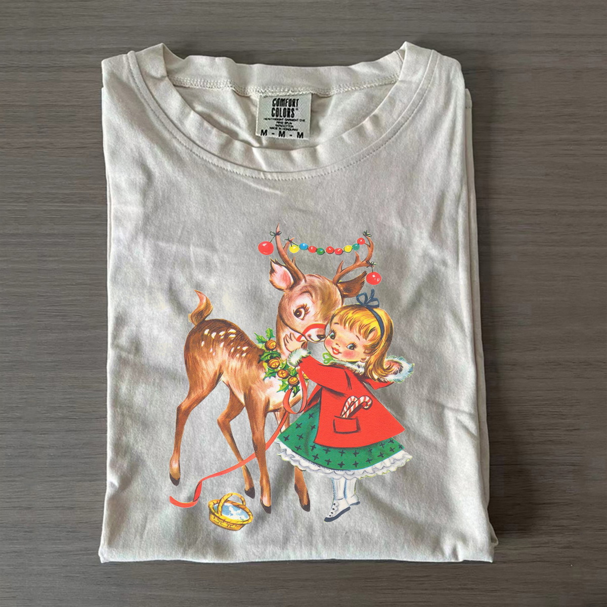Christmas Girl and Reindeer T-shirt