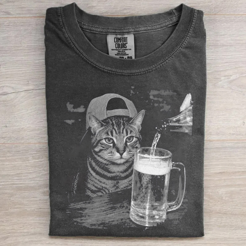 Funny Cat With Beer T-shirt