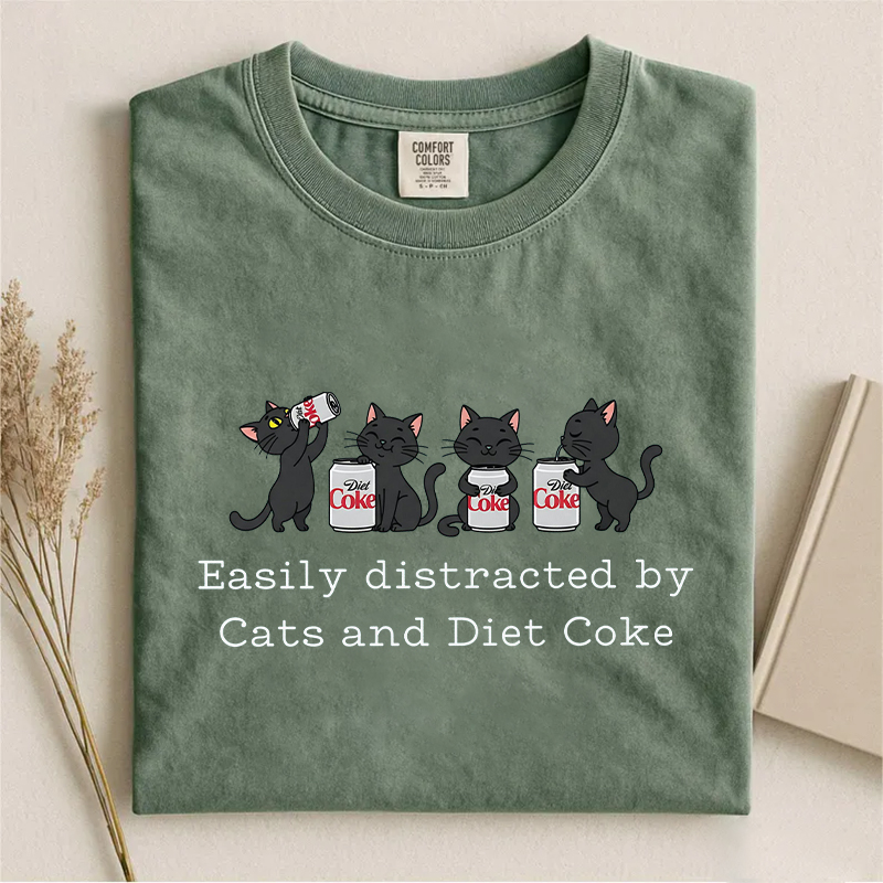 Easily Distracted By Cats And Diet Coke T-shirt
