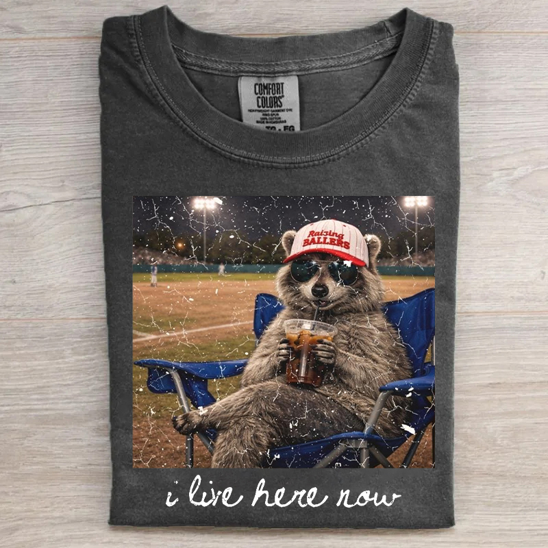 Raccoon I Live Here Now T-Shirt
